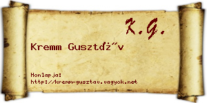 Kremm Gusztáv névjegykártya
